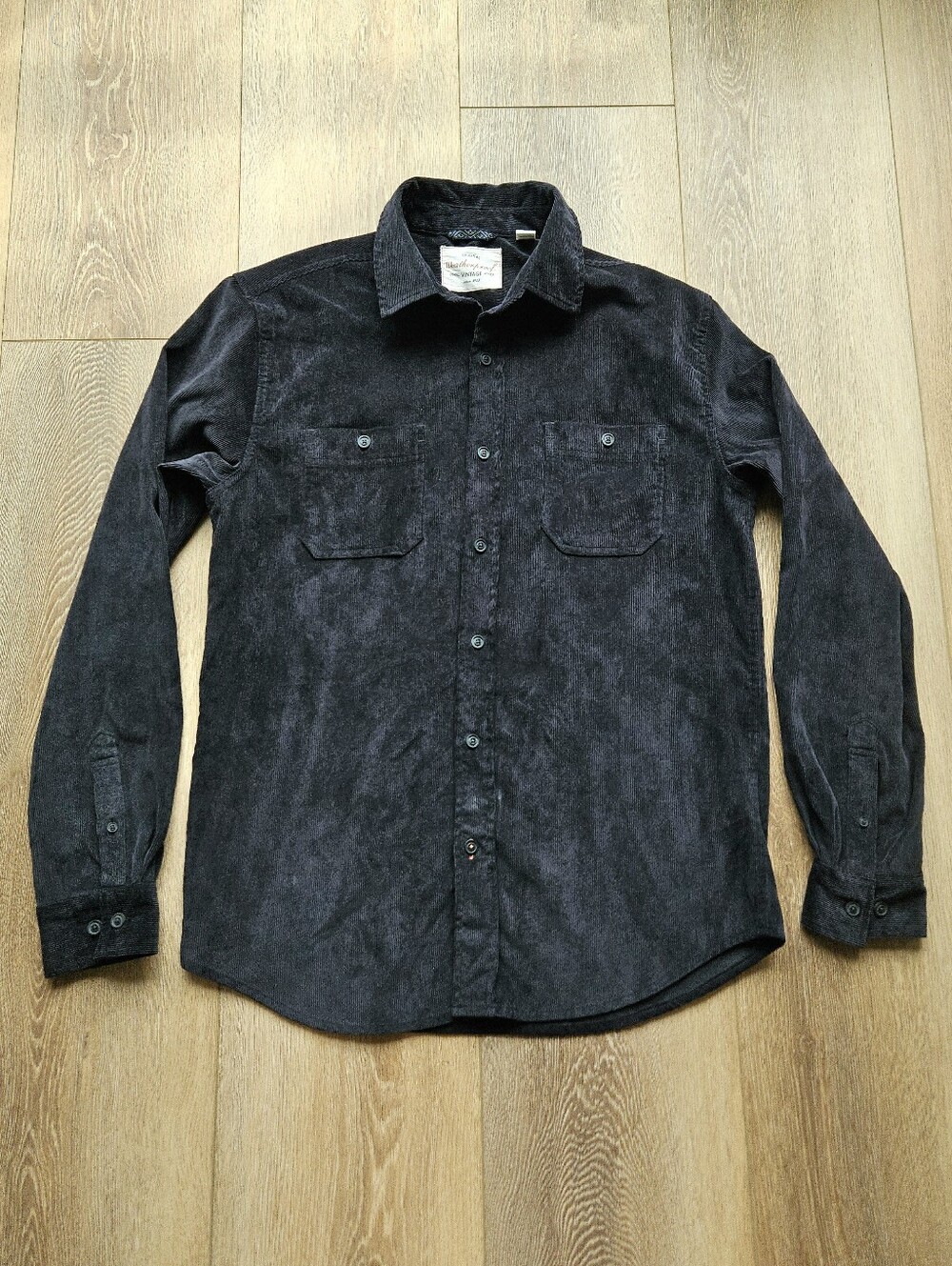 Men's Charcoal Gray Weatherproof Vintage Long Sleeve Button-Up Shirt